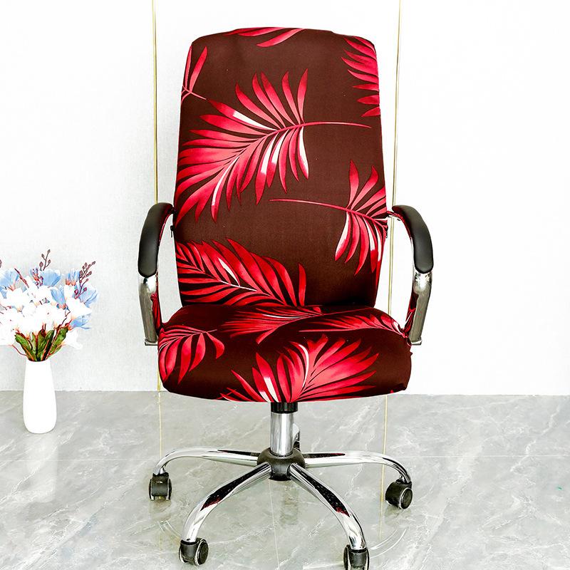 Stretch Spandex Printed Milk Silk Office Chair Cover with Zipper Removable Anti-dirty Computer Rotating Chair Protector