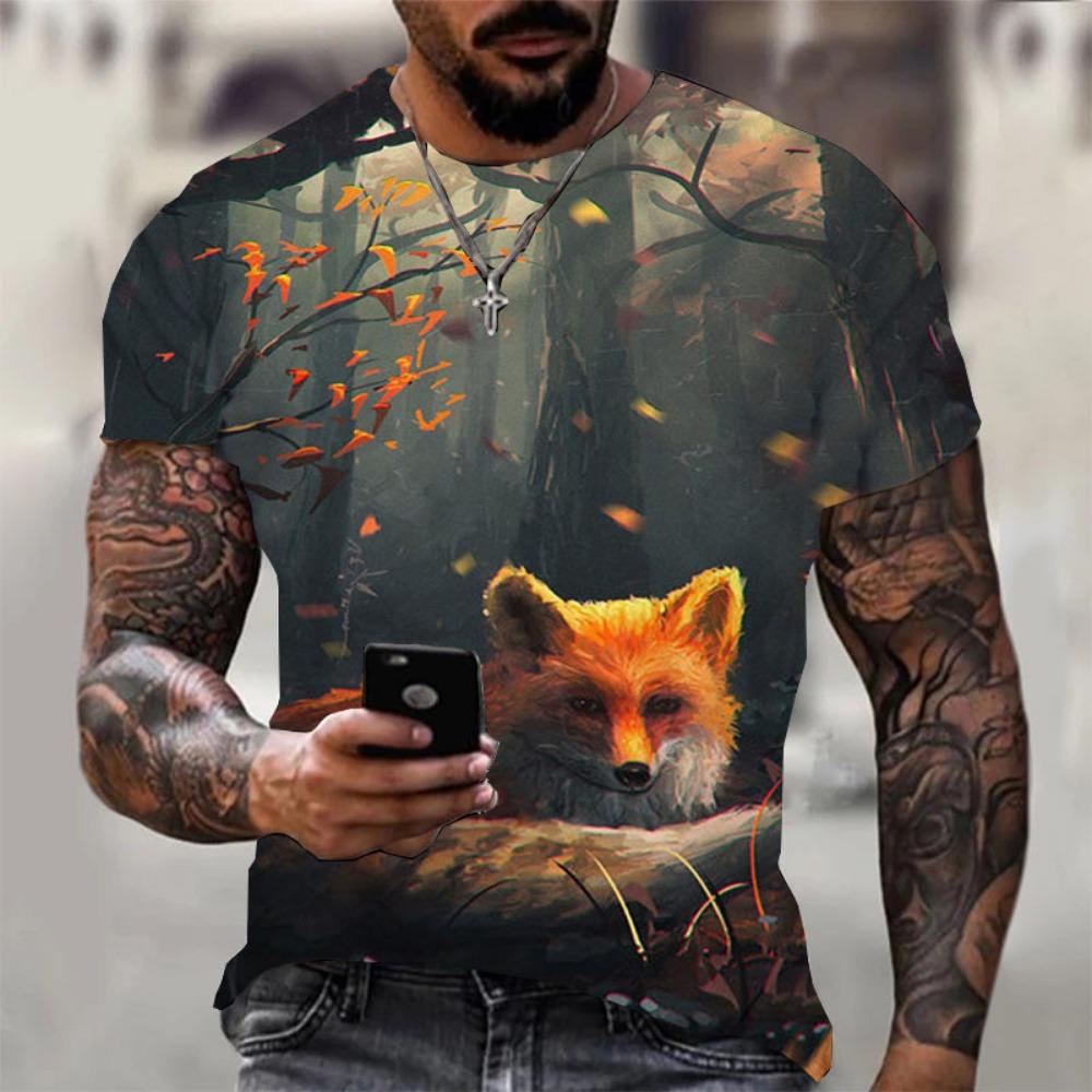 Summer New 3D Tiger Print Casual Versatile Round Neck Short Sleeve T-Shirt Top for men