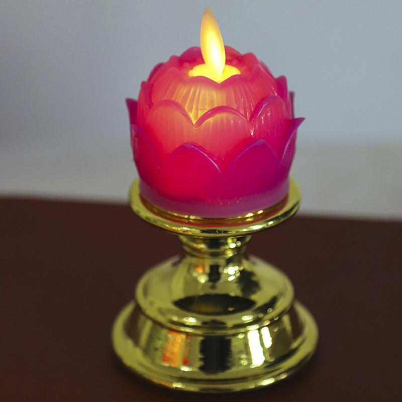 

Изысканный электрический светильник Будды-лотоса на батарейках, светодиодный светильник Святого Будды, молитва, мерцающая светодиодная свеча, чайная лампа, украшение для дома розы красного