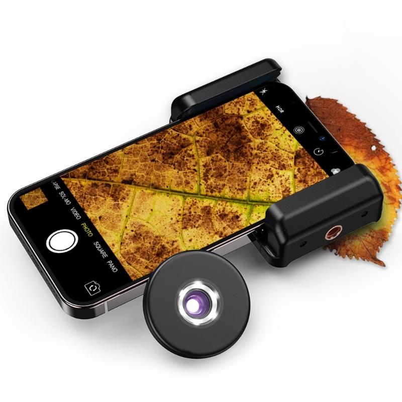 Microscope with LED Fill Lights CPL Filter 100X Digital Microscope Lens Portable Pocket Phone Microscope Lens Attachment