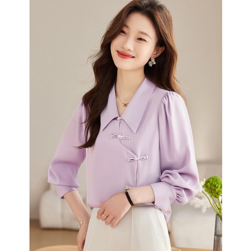 Oudifu Retro Chinese Style Long-Sleeve Shirt 2XL