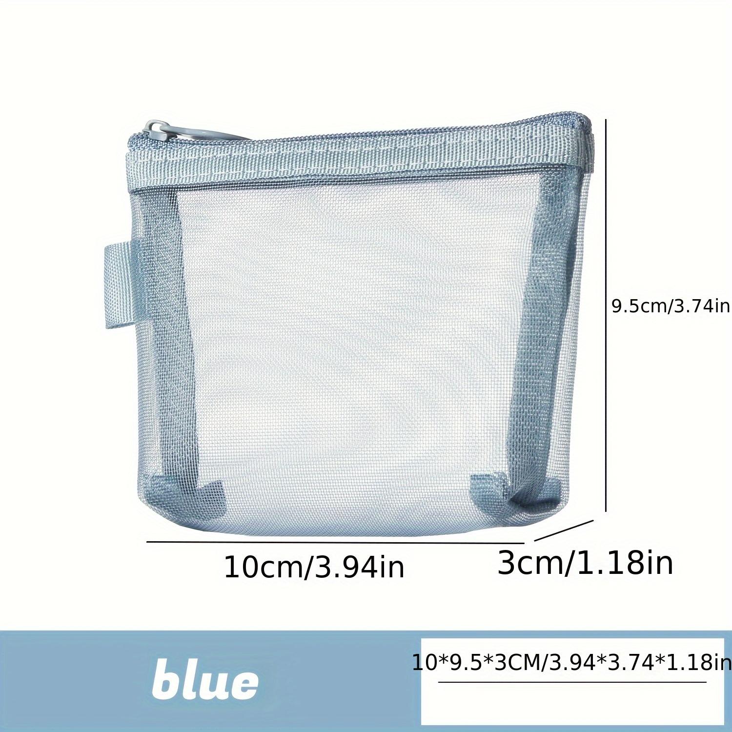 

Transparent Mesh Pocket, Simple Nylon Storage Bag, Earphone Charging Cable Zipper Storage Bag, Red Mouth Cosmetic Storage Bag синий