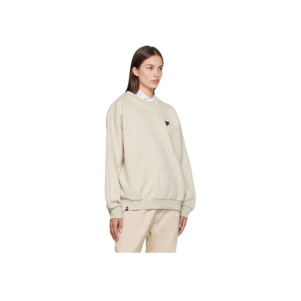 FILA Fusion Loose Knit Pullover Sweatshirt Unisex sweatshirt Mugwort-Gray T11U433203F-BG