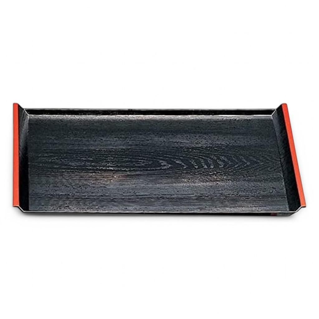 Made in Black Lacquer Shaku 4 ID Wood Black and SL x 31cm x J-kitchens Placemat, Japan, Tray, Grain, Red, (42.5cm 2.1cm)