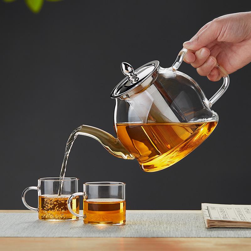 Large Capacity Glass Teapot with Filter for Tea and Water Separation