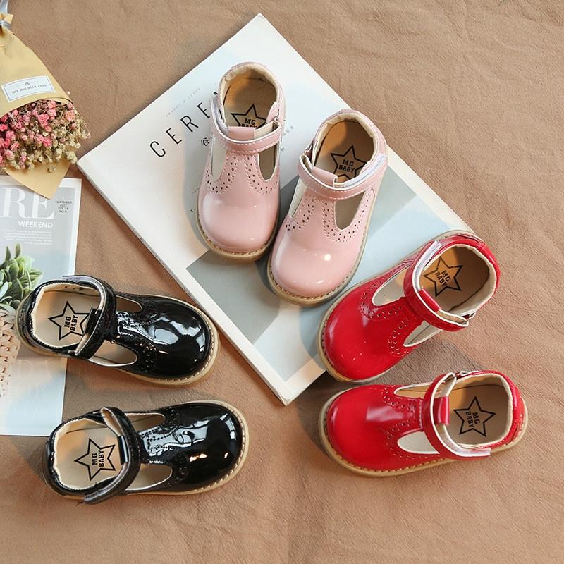 Retro Baby Girl Leather Shoes Children Girls Hollow Princess Shoes Soft