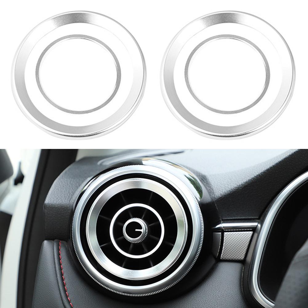 4Pcs Car Air Outlet Cover Interior Parts Circle Mouldings Chrome AC Frame Trim Decoration Accessories Auto