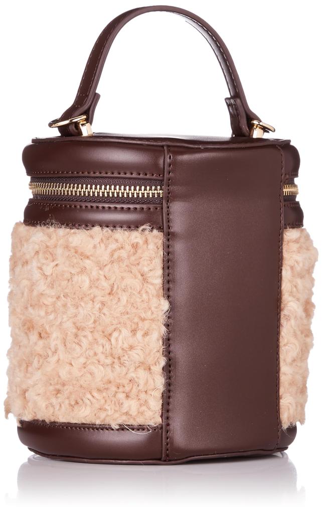 Cuco Wool-Like Eco-Fur 2-Way Circle Vanity Bag, 2353111045, Beige (300)