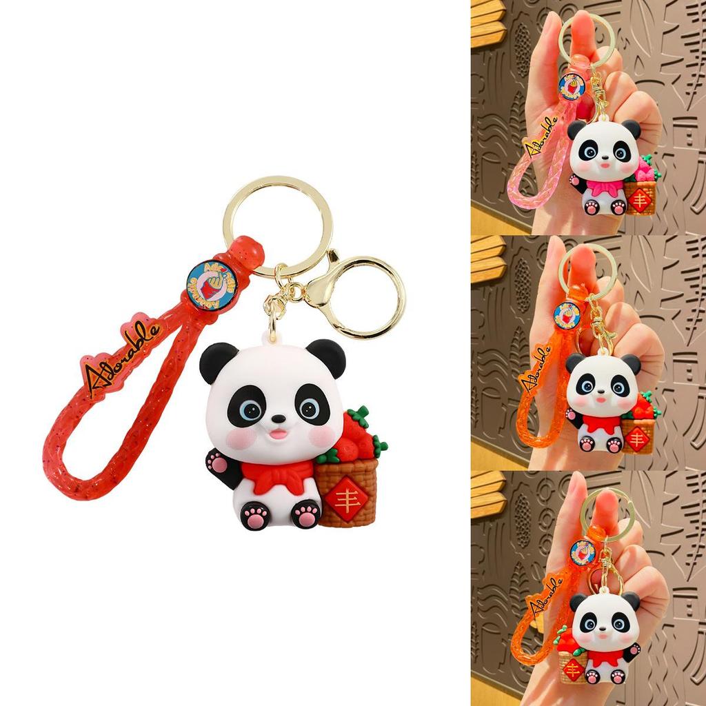 Adorable Cartoon Harvest Panda Keychain Plush Bag Charm Car Ornament Gift