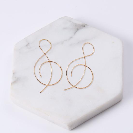 1 Pair Ladies Creative Hoop Earrings Musical Note Shape Simple Exquisite Exaggerated Lines Anti-fall Drop Earrings for Going Out