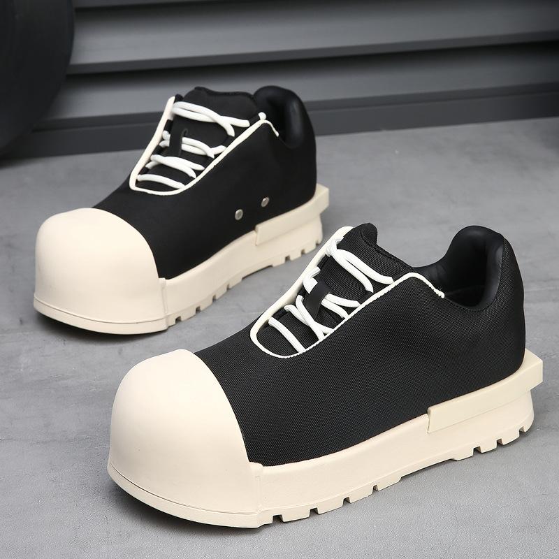 

Новые женские туфли с большой головой Микки, пара, уродливые, милые, хлебные туфли, на толстой подошве, с низким верхом, повседневные кеды, однотонные туфли на платформе Female 40 = Male 39 чёрный