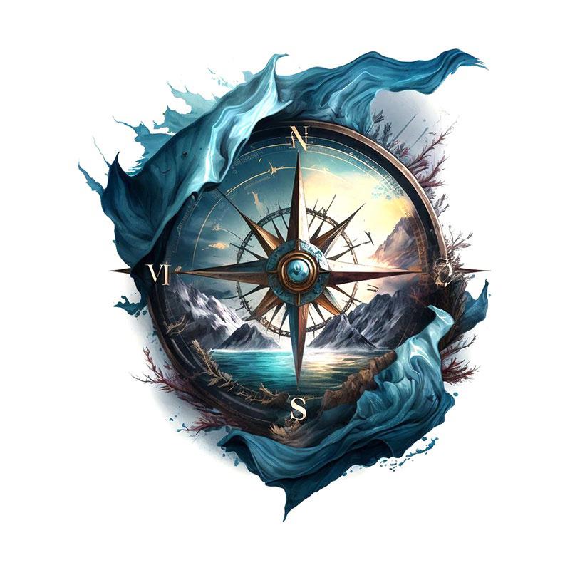 Compass Car Sticker Vinyl Decal Waterproof Rear Window Motorcycle Camper Bumper Truck Laptop Decoration X08