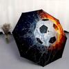 "Fire & Water Soccer Ball: The Ultimate Sports Accessory" Umbrella, Cute Umbrella with Cute Design, Portable 3-Fold Compact Umbrella for Men & Women,