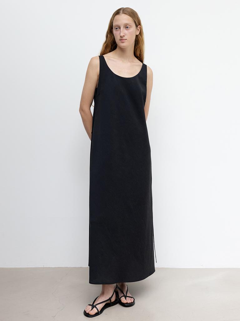 Race Nep Linen Dress_Black