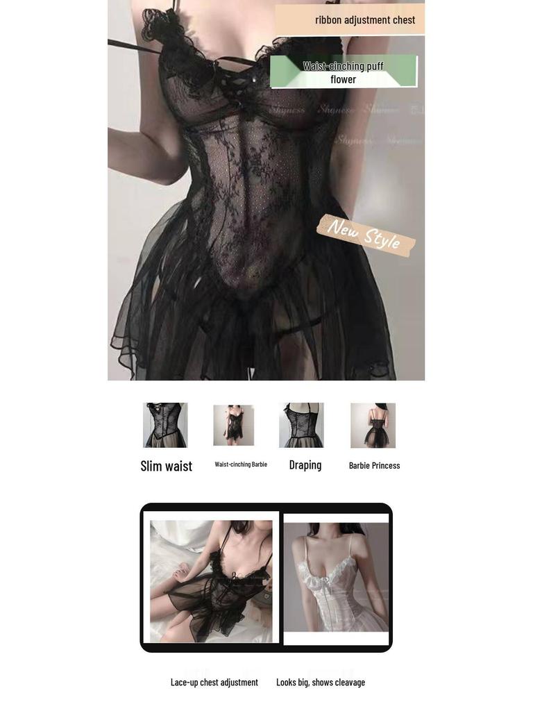 2211 Plus Size Transparent Sexy Lingerie Nightgown for Women