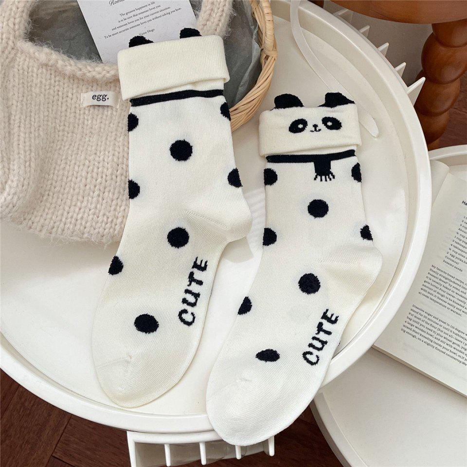 Cute Cartoon Stand-Up Ears Mid-Calf Pure Cotton Women s Socks - Academy Style One Size