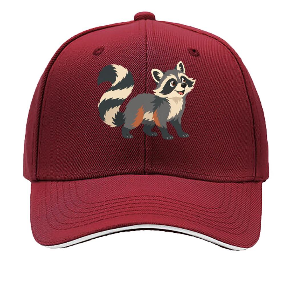 Playful Woodland Raccoon Mascot Illu Sandwich Baseball Cap Sun Cap Outdoor Workouts Hat