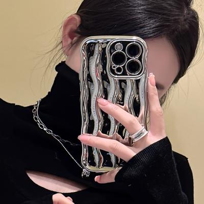 3d Dalgalı Su Dalgalanma Telefon Kılıfı Iphone 14 Pro Max 13 12 11 Pro Max 14 artı Moda Plise Darbeye Dayanıklı Tampon Yumuşak Arka Kapak