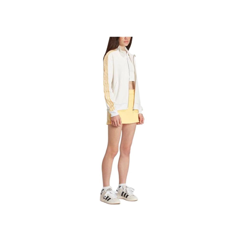 adidas Originals Zip Stripe Logo Print Jacke Damen Oberbekleidung Off-White IT9875