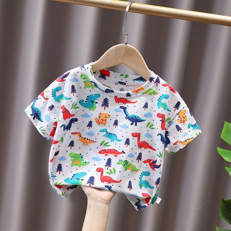 T-shirt Baby Girl Child Boy Summer Versatile Short Sleeved Half Sleeved Cartoon Printed Middle and Small Children's Top