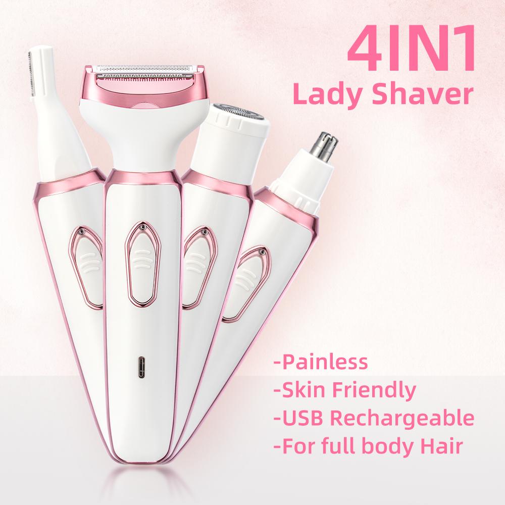 4 In 1 Electric Lady Shaver Body Hair Removal Epilator Painless Cordless Trimmer Razor Gifts For Women