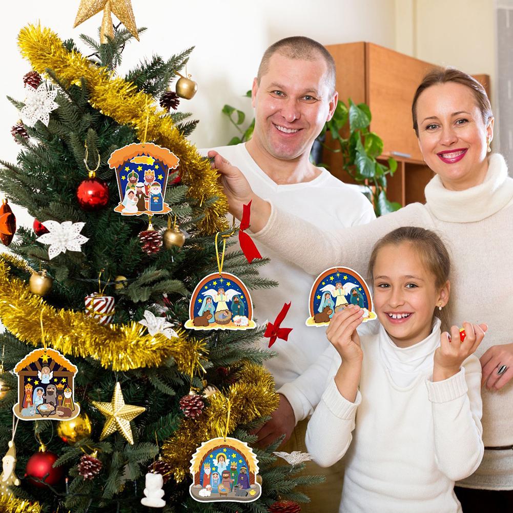 24 Blatt Krippenaufkleber für Kinder DIY Puzzlespiele Spielzeug Kinder Machen eine Krippenszene Aufkleber Lustige Weihnachts-Bastelgeschenke