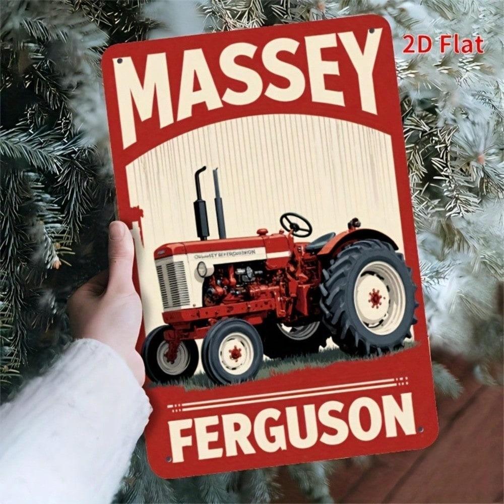 Винтажная металлическая табличка с изображением трактора Красная жестяная настенная art Декор для гаража, мужской берлоги, бара 20x30