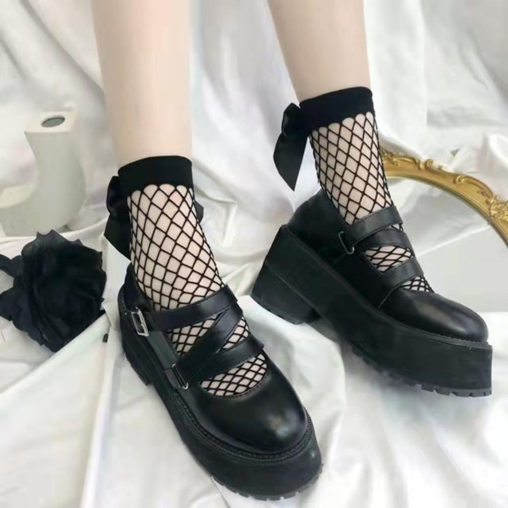 Lolita Socks Women's Medium Tube Ins Fishnet Stockings Short Simple Bow Jk Student Cute Socks Sexy