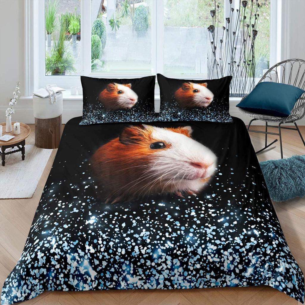 Guinea Pig Duvet Cover Set Cute Kawaii Wild Animal King Queen Size For Kids Boys Girls Polyester Comforter Cover With Pillowcase