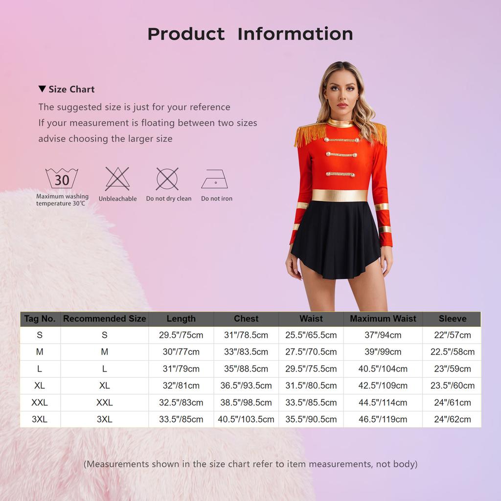 Women Circus Ringmaster Cosplay Costume Shiny Sequins Long Sleeve Fringed Shoulder Leotard Dress Halloween Jumpsuit Costume