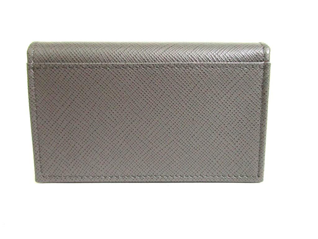 Authentic PRADA Gray Saffiano Leather Card Case Card Holder #b140  Open Box