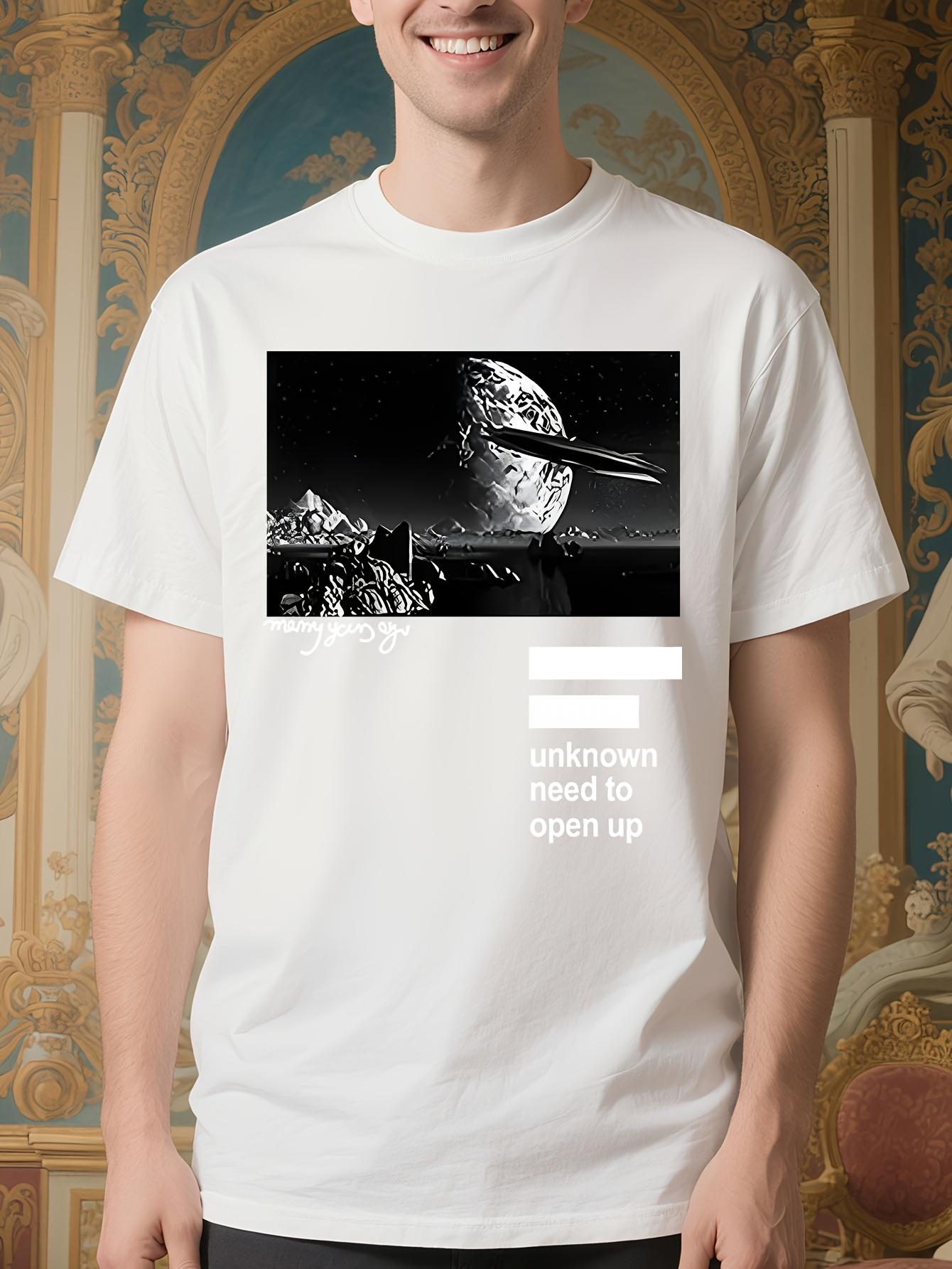Graphic Tshirt - White Tee with Black Space Design XXL