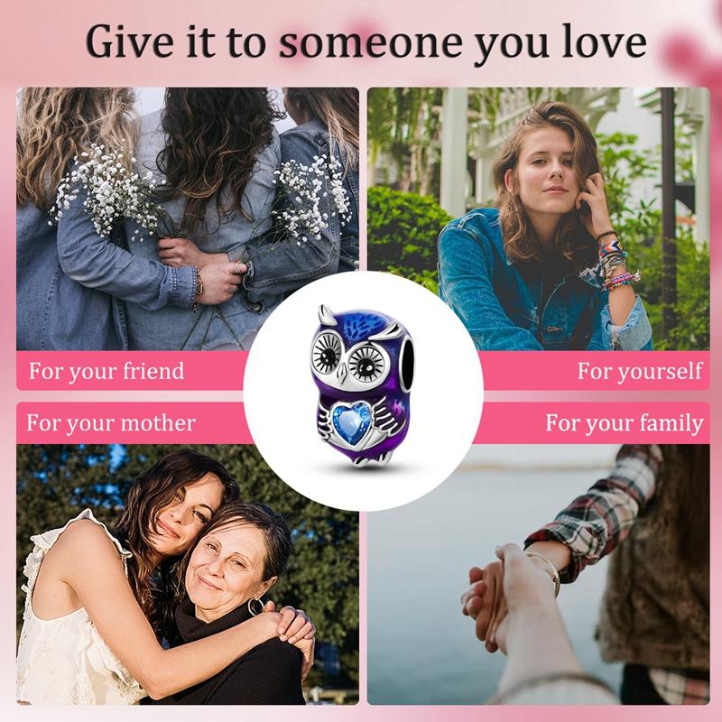 Latest In Genuine Copper Owl Holding Heart Bead Elements Decorative Charms Pendant Piece Jewelry Creation Suitable For Authentic Bracelet Style For