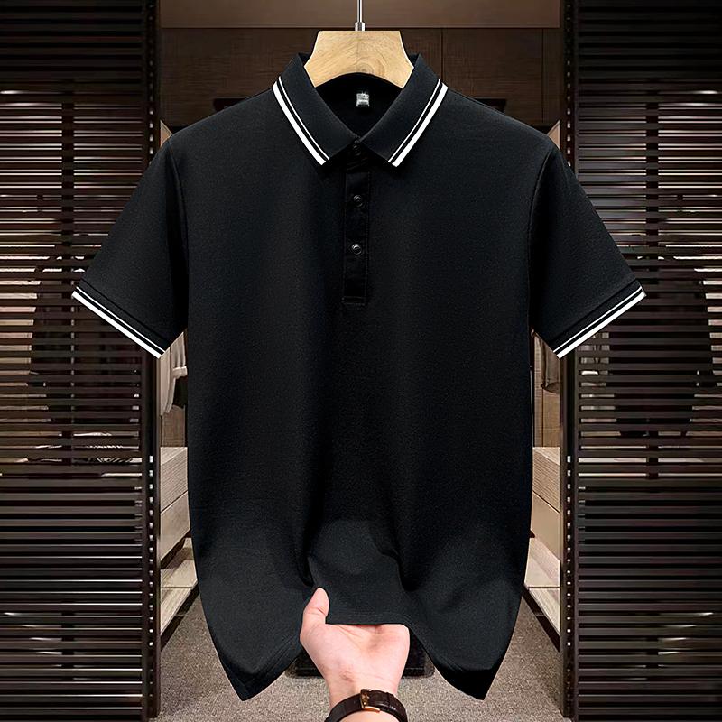 Summer Ice Silk Men's Short Sleeved T-shirt Men's Short Sleeved Polo Shirt
