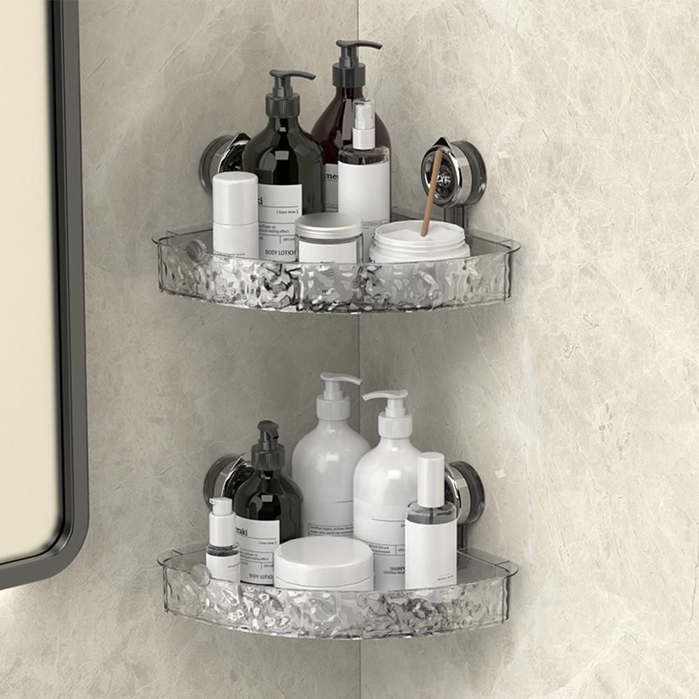 Suction Cup Shelf Glacier Pattern No Drill Clear Wall Caddy Multifunctional Bathroom Shower Basket for Bathroom Kitchen