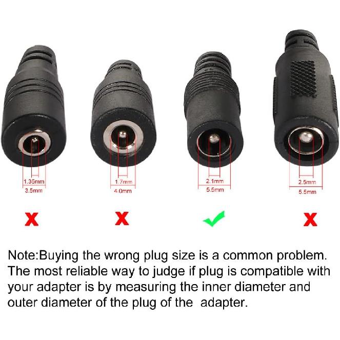 Uxcell 3Pcs DC Power Connector Adapter 5.5mmx2.1mm Female To Female Cable Jack Socket Converter for Laptop CCTV Camera Strip Lighting Black