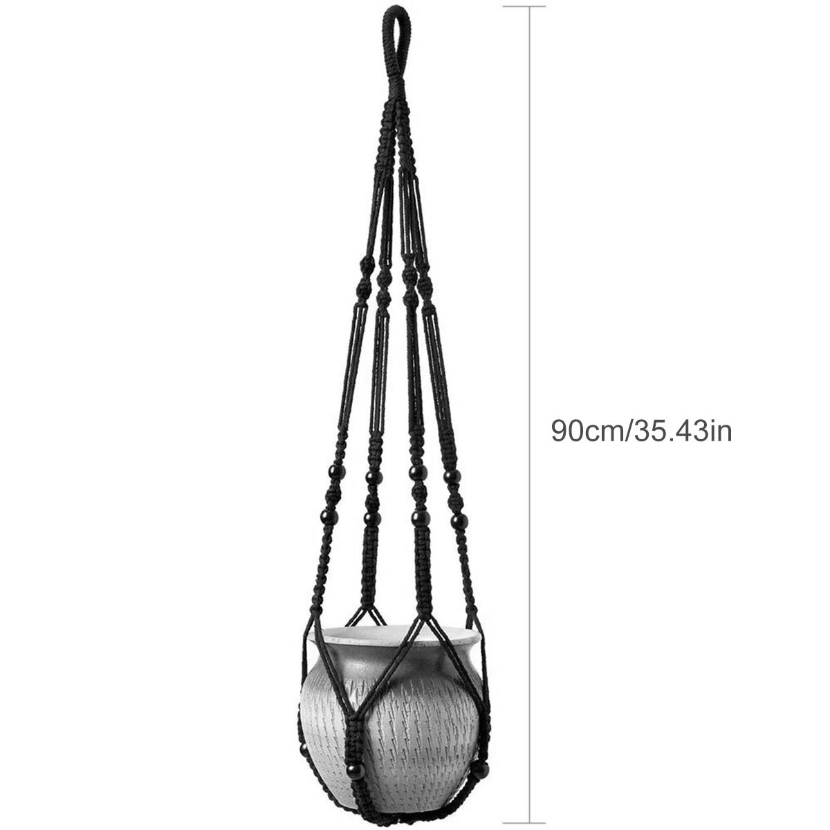 

Gardening Green Plant Hanging Basket Cotton Rope Hanger Flower Pot Handmade Macrame Plant Hangers Courtyard Balcony Home Decor чорний