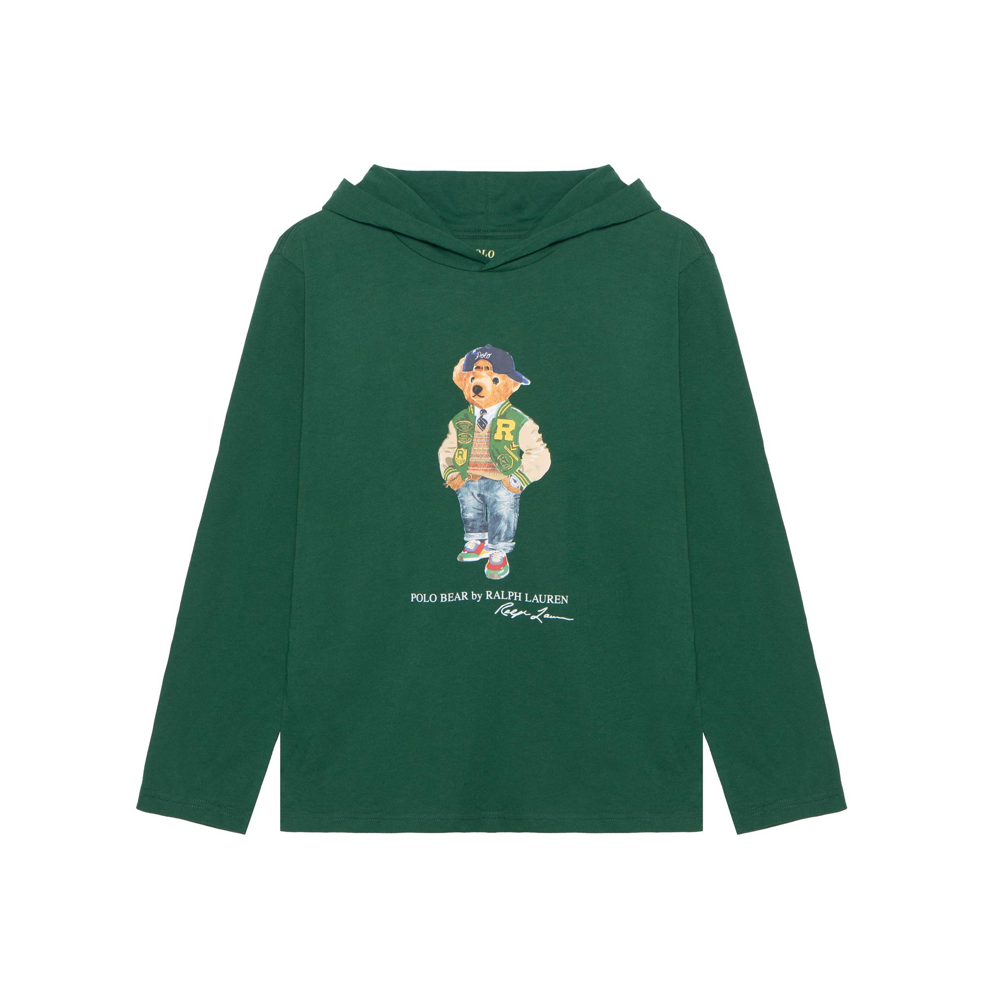 

Худи Polo Ralph Lauren с принтом медведя, с длинным рукавом, детские худи, зеленый 323952591-001 L