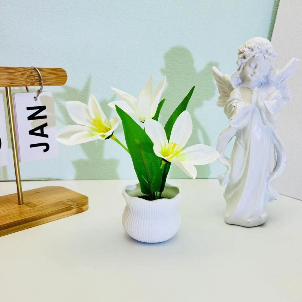 Flower Narcissus Potted With Silk Plastic Material For Home Garden Studio Decor