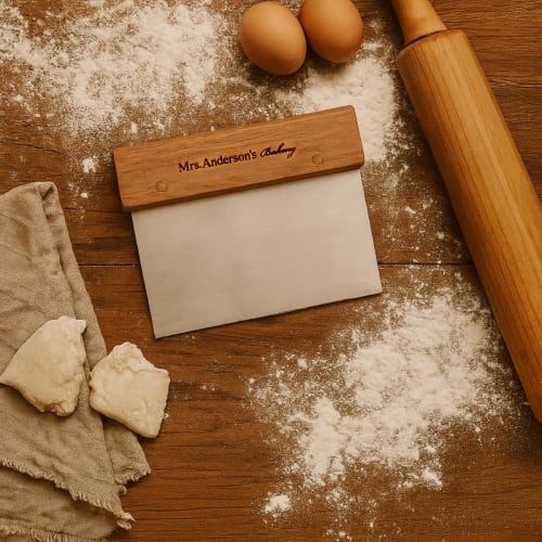 Mrs. Anderson's Baking Pastry Dough Scraper, Stainless Steel Blade with Wooden Handle