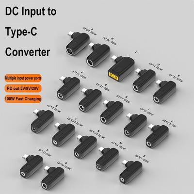 5.5X2.5 7.4X0.6 DC To Type C Converter PD 100W Power Adapter for Lenovo/HP/Dell Home Office