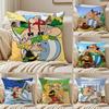 A-Asterix And O-Obelix Cushion Cover Silky Short Plush Sofa Pillow Cover Hidden Zipper Soft Dustproof Case for Home Decor