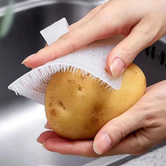 4Pcs Fruit Vegetable Cleaning Brush Ergonomic Design Gentle Cleaning Elastic Bristles Fruit Brush Deep Cleaning Tool