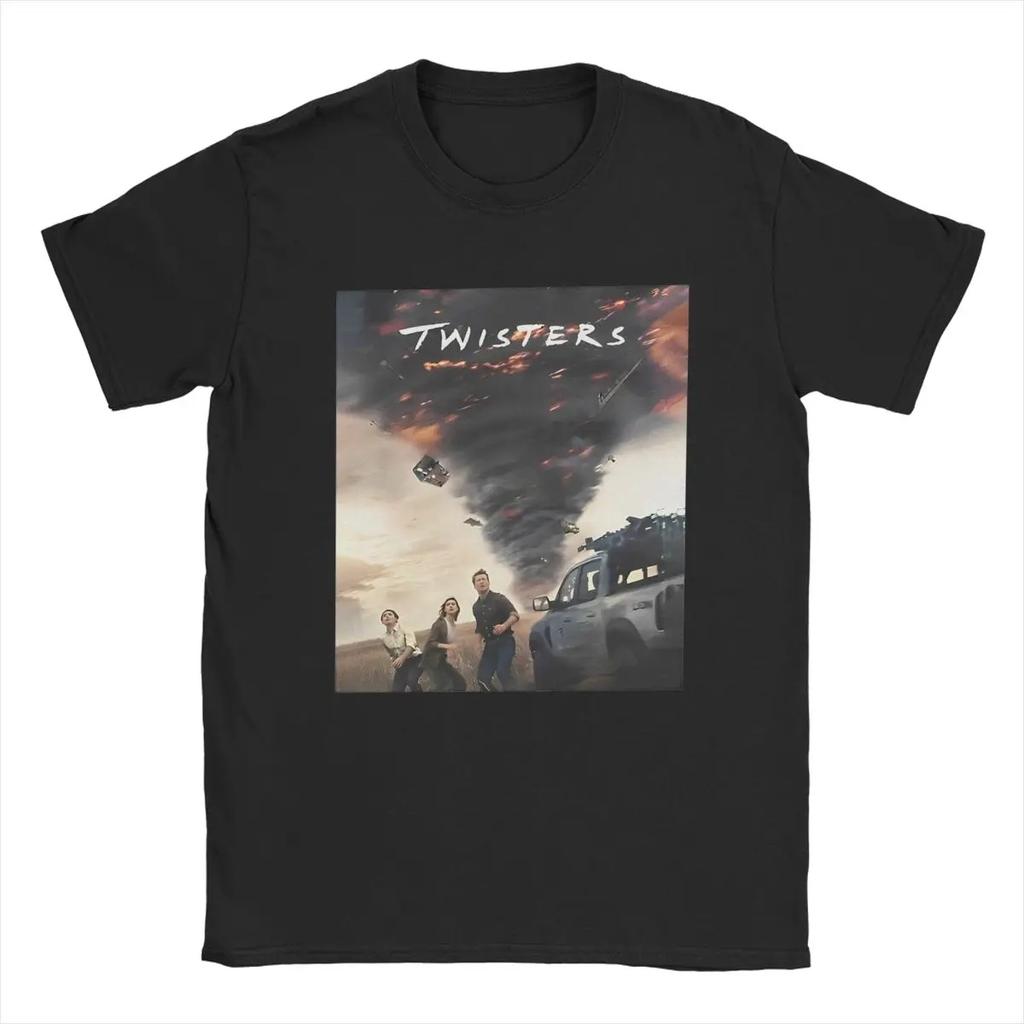 Hipster Twisters Poster 2024 T-Shirt Men Round Collar Cotton T Shirt Action Thriller Movie Short Sleeve Tee Shirt Party Tops