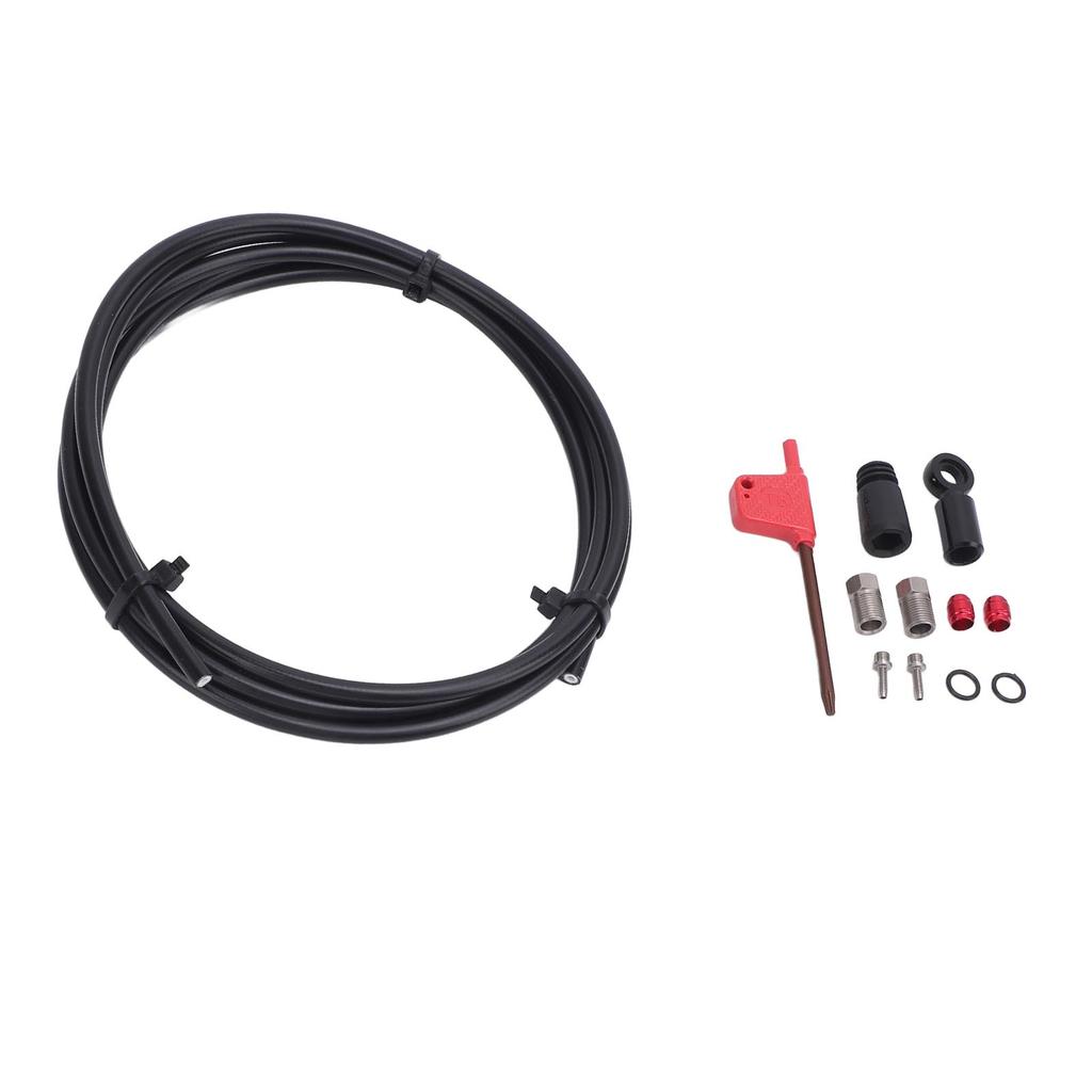 Hydraulic Disc Brake Hose Kit 6.6FT Rubber Metal Hydraulic Disc Brake Hose Fitting Kit for HRD Red