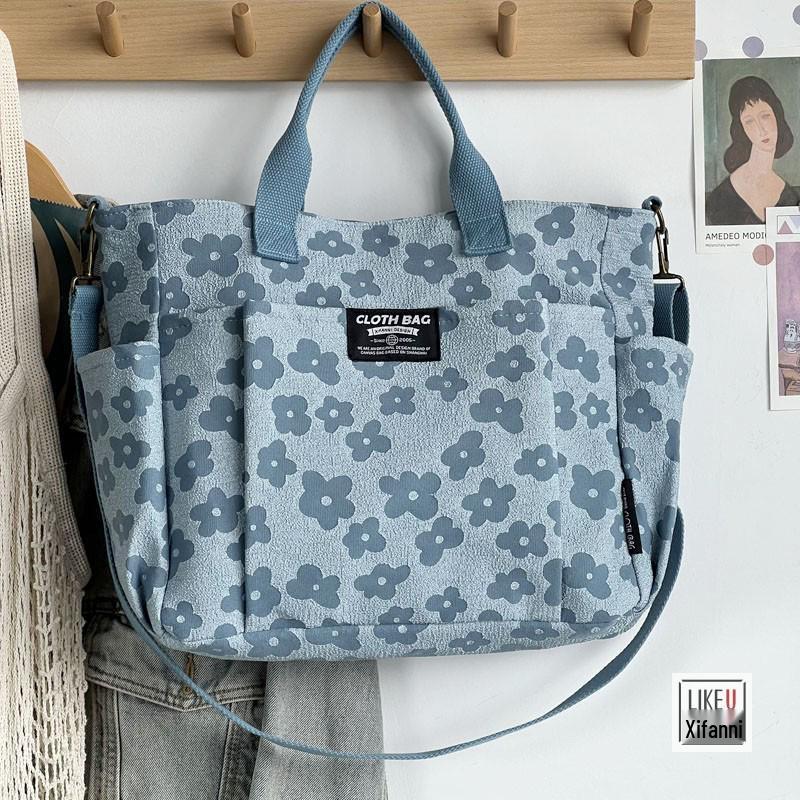 Original Handmade Thickened Artistic Canvas Tote Bag - Versatile Crossbody/Shoulder Carry for Students