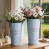 Blue Retro Tin Floor Vase - Flower Arranger & Dried Flower Bucket