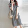 Women's Summer 2023 Elegant Striped Hooded Mid-Length Dress