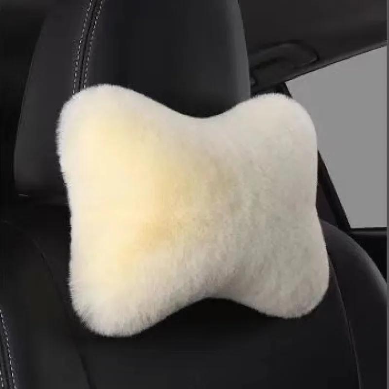 

Подушка для поддержки шеи и поясницы в автомобильном сиденье, плюшевая подушка для подголовника автомобиля, теплая и комфортная универсальная подушка для поддержки поясницы