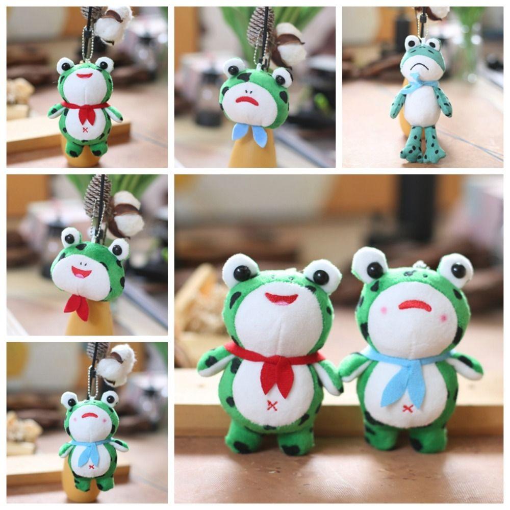 Stuffed Doll Red Scarf Frog Plush Pendant Cartoon Frog Frog Plush Keyring   School Bag Pendant